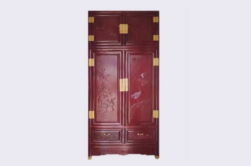 邵阳高端中式家居装修深红色纯实木衣柜